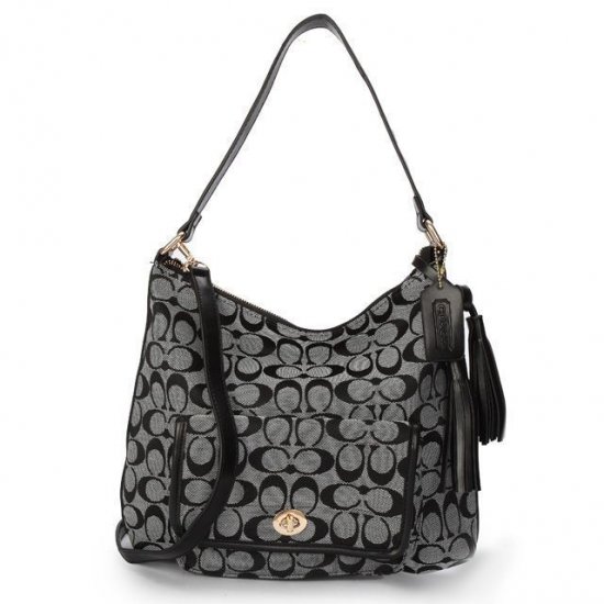 Coach Kristin In Signature Medium Grey Shoulder Bags APM - Click Image to Close